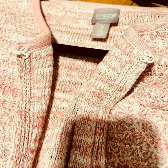 Chico’s Women’s Fringe Trim Pocket Cardigan in Pretty Pink Sz 2 (US L/12-14) NWT - Picture 13 of 14